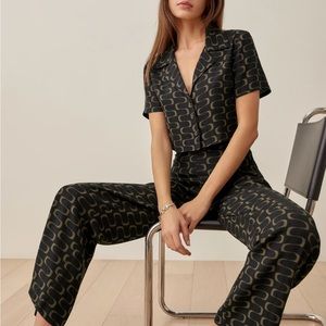 Reformation crop top and pants matching set